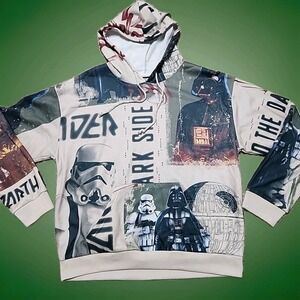 Star Wars Graphic Hoodie Lightweight Sweatshirt Light Birch Large NWT